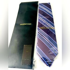 Valentino Silk Tie Made In Italy Purple Stripes